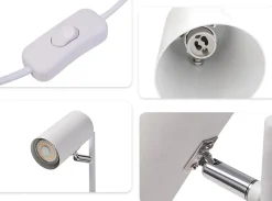 NETTLIFE lampe de chevet chambre lampe de table blanc pivotant 350 GU10 métal bureau