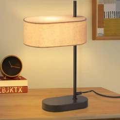 NETTLIFE Lampe de chevet chambre lampe de table vintage - 44,5cm E14 lin noir avec interrupteur rétro