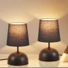 NETTLIFE Lampe de chevet avec câble lampe de table en tissu noir lit de chambre moderne avec câble, sans ampoule