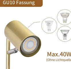 NETTLIFE lampe de chevet lampe de table de salon or pivotante 350 GU10 or en métal bureau