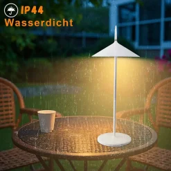 Nettlife lampe de table à piles, lampe de chevet sans fil led 1800mha rechargeable tactile dimmable lampe de table blanche ip44