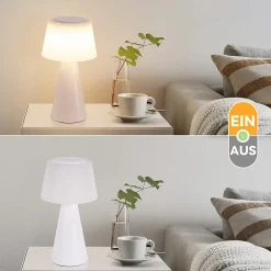 Nettlife lampe de table à piles, lampe de chevet led - 3600mha sans fil, lampe tactile à intensité variable avec batterie blanche