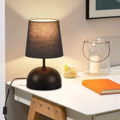 NETTLIFE Lampe de table de chevet lot de 2 avec câble noire petite tissu design moderne