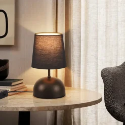 NETTLIFE Lampe de table de chevet lot de 2 avec câble noire petite tissu design moderne