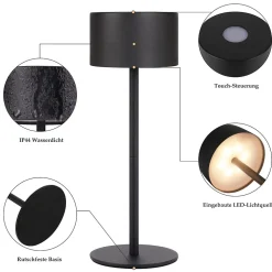 Nettlife lampe de table led sans fil : lampe de table tactile à intensité variable avec 3 températures de couleur