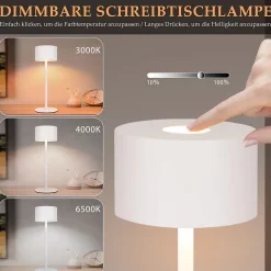 Nettlife lampe de table led sans fil, lot de 2 : lampe de table tactile à intensité variable avec 3 températures de couleur, usb