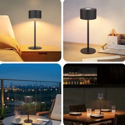 Nettlife lampe de table led sans fil, lot de 2 : lampe de table tactile à intensité variable avec 3 températures de couleur
