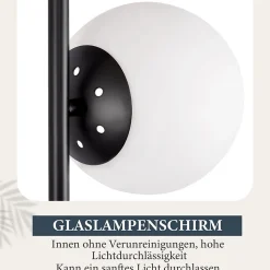 NETTLIFE Lampe de Table Lampe de Chevet Noire Salon E27 Design Moderne Verre Industriel Vintage Métal 2 Ampoules