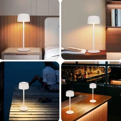 Nettlife lampe de table led sans fil, lampe de chevet à réglage continu avec batterie