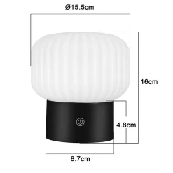 NETTLIFE lampe de table LED sans fil lampe de chevet tactile rechargeable USB, blanche, dimmable, IP44