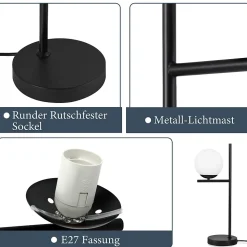 NETTLIFE lampe de Table salon lampe de chevet E27 noir moderne verre Design Vintage rétro industriel lampe de Table avec 1.5M