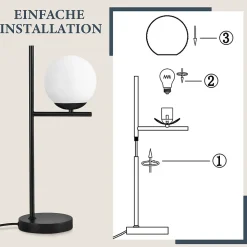 NETTLIFE lampe de Table salon lampe de chevet E27 noir moderne verre Design Vintage rétro industriel lampe de Table avec 1.5M