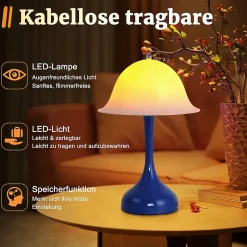 Nettlife Lampe de Table Sans Fil LED - Lampe Chevet Tactile Dimmable, 3 Températures, Rechargeable USB, Design Moderne