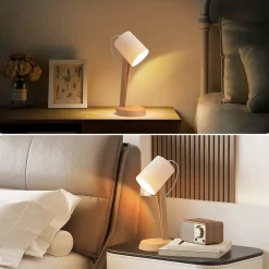 NETTLIFE Lampe de table salon lampe de chevet avec câble 37,4 cm lot de 2 petites lampes E14 lampes de table marron moderne