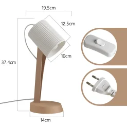 NETTLIFE Lampe de table salon lampe de chevet avec câble 37,4 cm lot de 2 petites lampes E14 lampes de table marron moderne