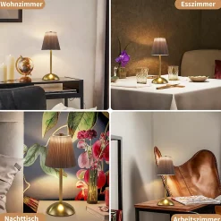 Nettlife Lampe de Table Sans Fil Lot de 2 - Lampe Chevet LED Tactile Dimmable, USB Rechargeable, Abat-jour Tissu, Design Moderne