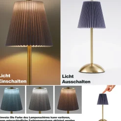 Nettlife Lampe de Table Sans Fil Lot de 2 - Lampe Chevet LED Tactile Dimmable, USB Rechargeable, Abat-jour Tissu, Design Moderne