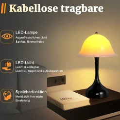 Nettlife Lampe de Table Sans Fil - Lampe Chevet LED Noire Tactile Dimmable, Rechargeable USB, Moderne pour Salon Chambre