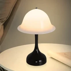 Nettlife Lampe de Table Sans Fil - Lampe Chevet LED Noire Tactile Dimmable, Rechargeable USB, Moderne pour Salon Chambre