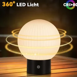 NETTLIFE Lampe de table sans fil rechargeable Lampe LED tactile USB, dimmable, IP44