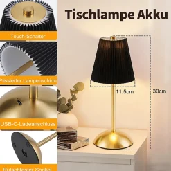 Nettlife Lampe de Table Sans Fil Lot de 2 - Lampe Chevet LED Tactile Dimmable, USB Rechargeable, Abat-jour Tissu, Design Moderne