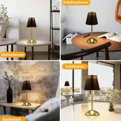 Nettlife Lampe de Table Sans Fil Lot de 2 - Lampe Chevet LED Tactile Dimmable, USB Rechargeable, Abat-jour Tissu, Design Moderne