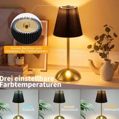 Nettlife Lampe de Table Sans Fil Lot de 2 - Lampe Chevet LED Tactile Dimmable, USB Rechargeable, Abat-jour Tissu, Design Moderne