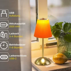 Nettlife Lampe de Table Sans Fil Lot de 2 - Lampe Chevet Tactile Dimmable, 3 Couleurs, Abat-jour Tissu, Rechargeable USB, Chambre