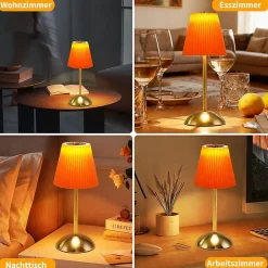 Nettlife Lampe de Table Sans Fil Lot de 2 - Lampe Chevet Tactile Dimmable, 3 Couleurs, Abat-jour Tissu, Rechargeable USB, Chambre