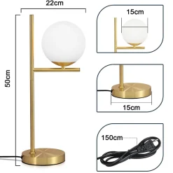 NETTLIFE lampe de table salon moderne de chevet - en verre blanc douille E27 industrielle avec interrupteur pour chambre bureau