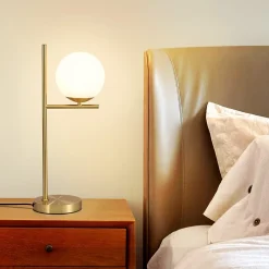 NETTLIFE lampe de table salon moderne de chevet - en verre blanc douille E27 industrielle avec interrupteur pour chambre bureau