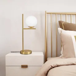 NETTLIFE lampe de table salon moderne de chevet - en verre blanc douille E27 industrielle avec interrupteur pour chambre bureau