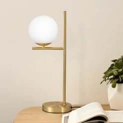 NETTLIFE lampe de table salon moderne de chevet - en verre blanc douille E27 industrielle avec interrupteur pour chambre bureau