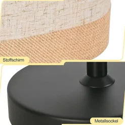 Nettlife Lampe de Table Vintage Salon - Lampe de Chevet Noire en Tissu E14 avec Câble, Lampe de Bureau Rustique (Sans Ampoule)