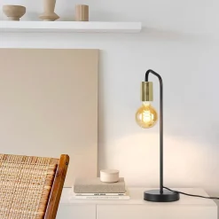 NETTLIFE lampe de table Vintage lampe de chevet salon - noir or industriel E27 lampe de table enfants dans chambre veilleuse