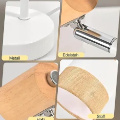 Nettlife Lampe de Table Vintage Bois - Lampe Chevet Tissu E14 Câble, Pivotante Rustique Rétro pour Chambre Bureau (Sans Ampoule)