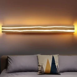 NETTLIFE Lampe murale LED en bois 16W, lampe de couloir 100cm, blanc chaud