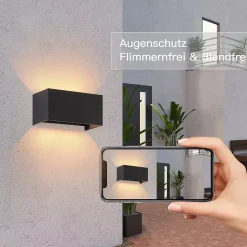 NETTLIFE Lampe Murale LED Noire IP65, Lumière Blanche Chaude Réglable G9, Applique Intérieure Extérieur pour Salon