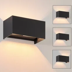 NETTLIFE Lampe Murale LED Noire IP65, Lumière Blanche Chaude Réglable G9, Applique Intérieure Extérieur pour Salon