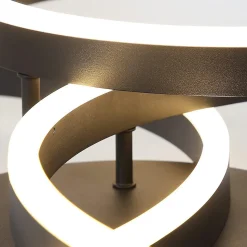 NETTLIFE Lampe plafond LED noire réglable, 82cm, avec télécommande, 74W, design 3 anneaux en acryl