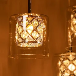 NETTLIFE Lampe Suspendue Pour Salle à Manger En Verre G9 Cristal Moderne à Hauteur Réglable