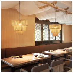 NETTLIFE Lampe suspendue table à manger suspension salon suspension bohème en rotin 35cm suspendue 1 ampoule