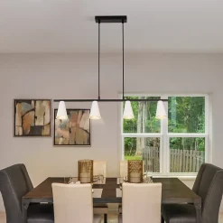 NETTLIFE Lampe suspendue table à manger lampe de table à manger 4 ampoules en métal blanc GU10 noir industriel sans ampoule