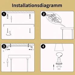 NETTLIFE Lampe suspendue table à manger lampe de table à manger 4 ampoules en métal blanc GU10 noir industriel sans ampoule