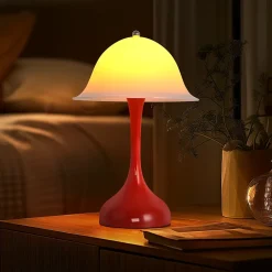 Nettlife Lampe Table Sans Fil LED - Lampe Chevet Tactile, Rouge Forme Chapeau, USB Rechargeable, Veilleuse Salon Chambre