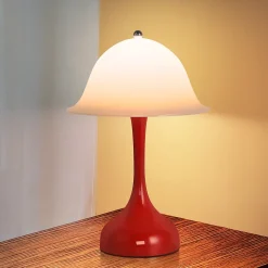 Nettlife Lampe Table Sans Fil LED - Lampe Chevet Tactile, Rouge Forme Chapeau, USB Rechargeable, Veilleuse Salon Chambre