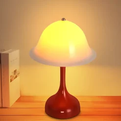 Nettlife Lampe Table Sans Fil LED - Lampe Chevet Tactile, Rouge Forme Chapeau, USB Rechargeable, Veilleuse Salon Chambre