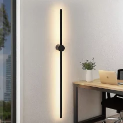 NETTLIFE LED Applique murale intérieure - 100CM noir 8W lampe de salon pivotante minimaliste lampe de nuit blanc chaud 3000K