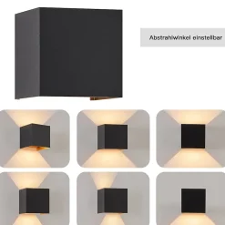 NETTLIFE LED Applique Noire - Extérieur Intérieure Lampe Murale 5W , double faisceau réglable étanche IP65 230V 3000K