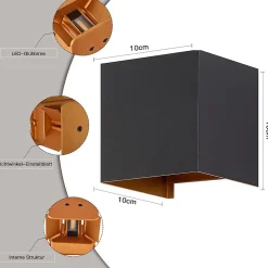 NETTLIFE LED Applique Noire, 2 pièces - Extérieur Intérieure Lampe Murale 5W , double faisceau réglable étanche IP65 230V 3000K